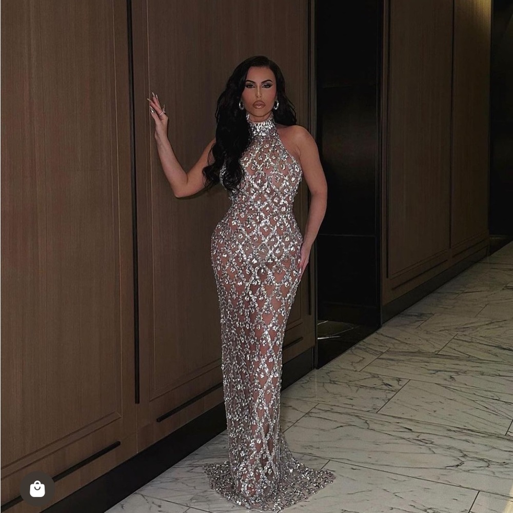 Silver rhinestone chandelier gown